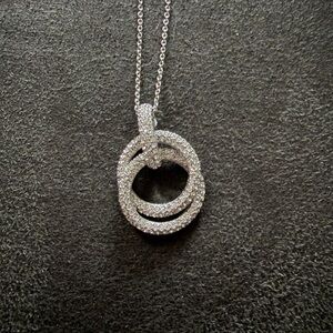 Nadri Silver Double Circle Necklace